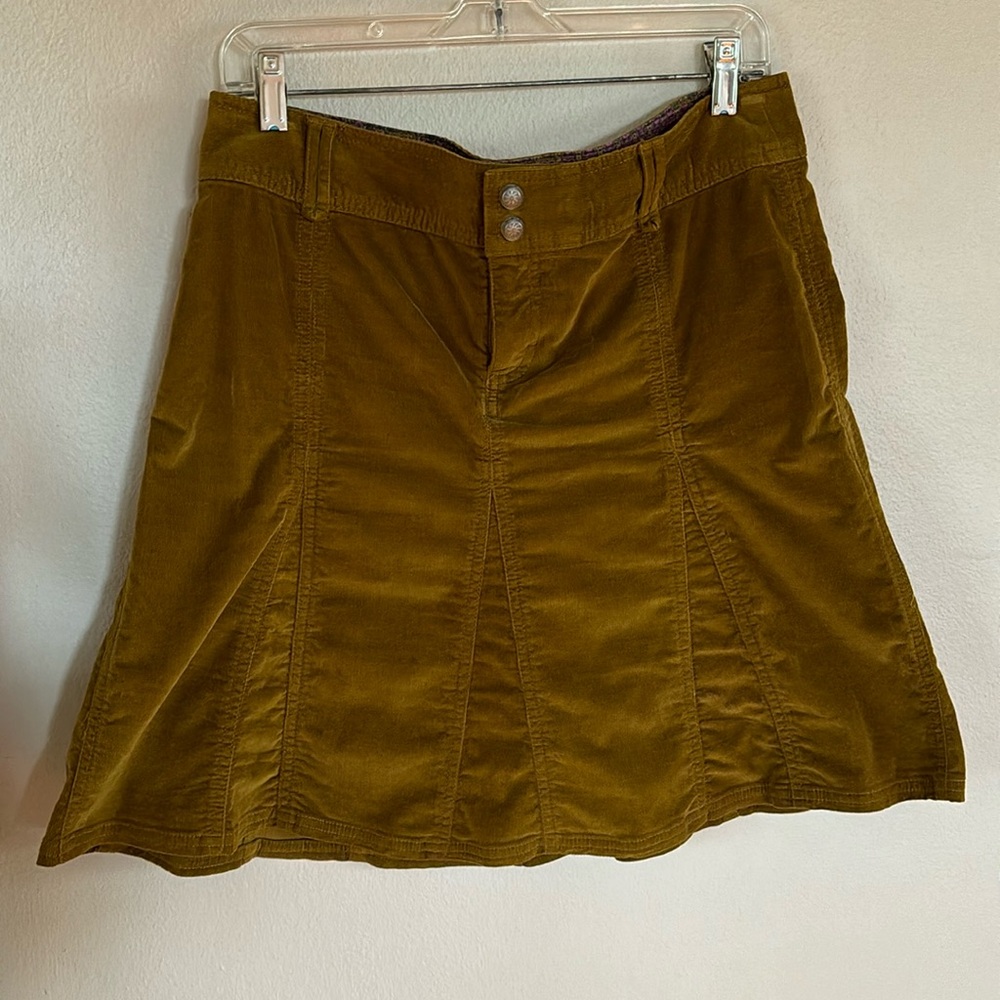 Athleta Olive Green Corduroy A-Line Skirt
